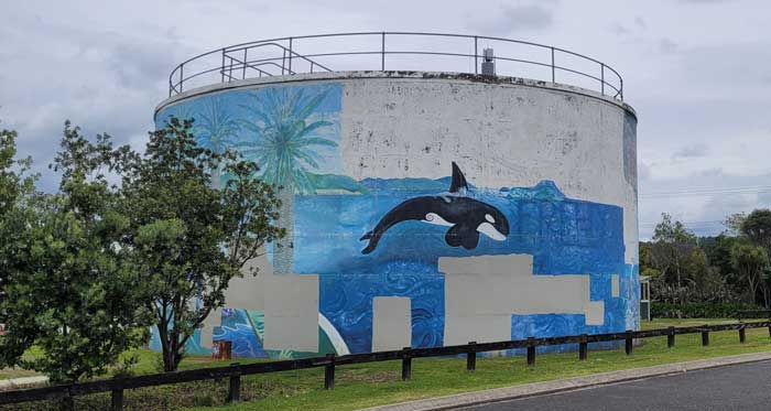 Whāingaroa Raglan Water Tower Public Art Mural Restoration